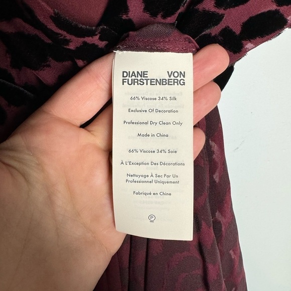 DIANE VON FURSTENBERG KATHERINE WRAP Merlot Animal Leopard print - Picture 8 of 12